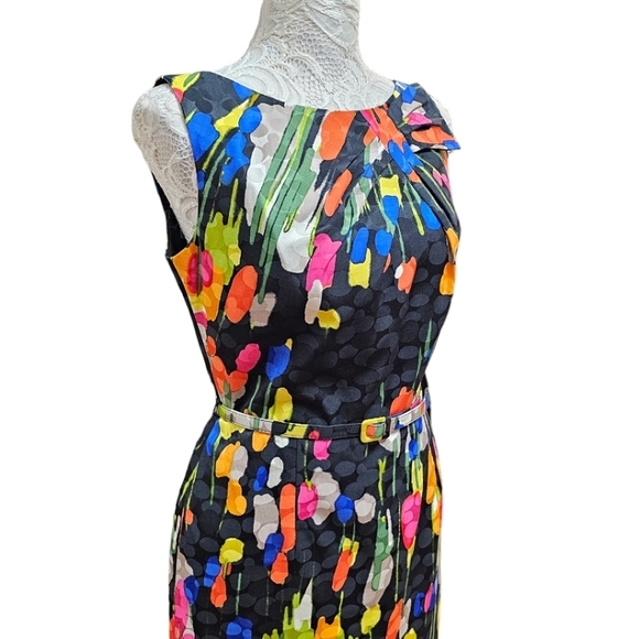 David Meister Womens Silk Colorful Brushstroke Sleeveless Sheath Dress Size 4 - Picture 8 of 16